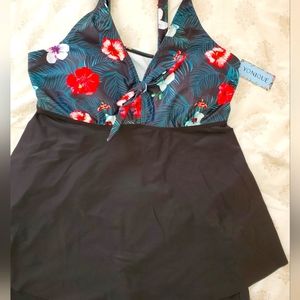 Younique Floral Swim Dress and Swim Bottom.